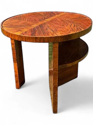 Tavolino rotondo Art Déco con ripiano in legno, '900