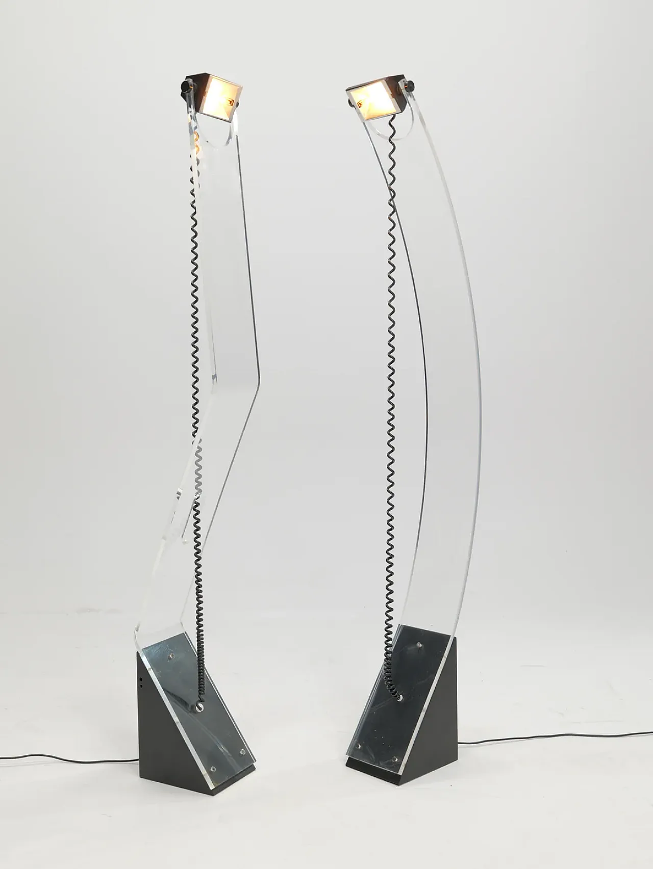Pair of Post Modern plexi floor lamps, 1980s 1
