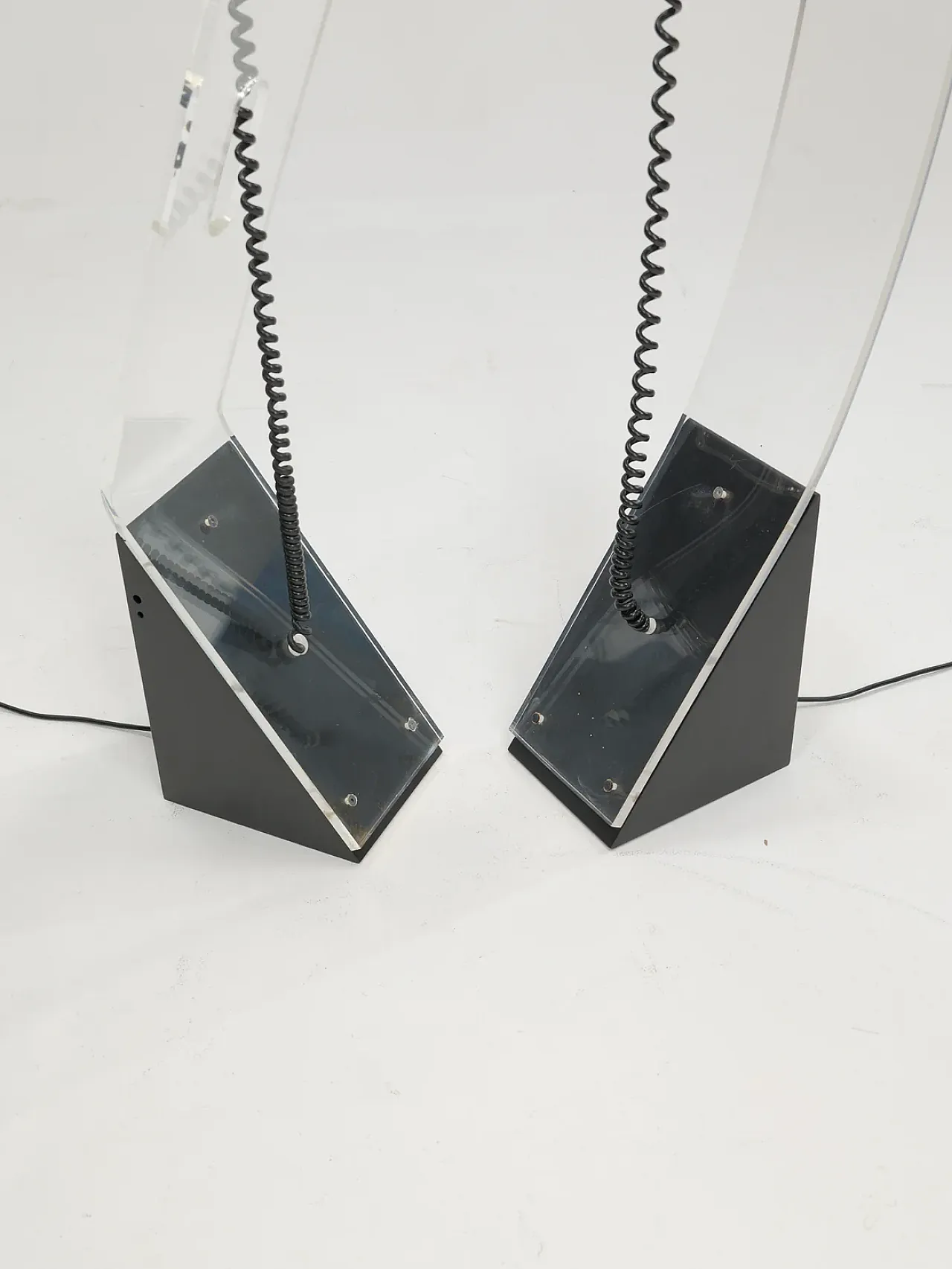 Pair of Post Modern plexi floor lamps, 1980s 2