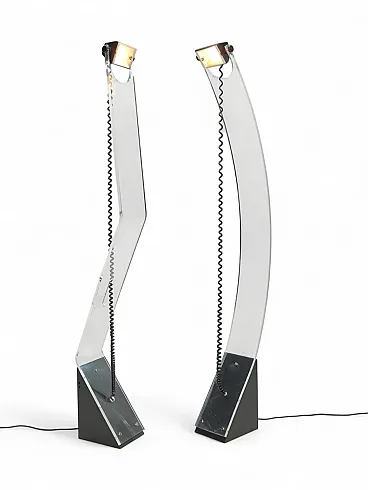 Pair of Post Modern plexi floor lamps, 1980s