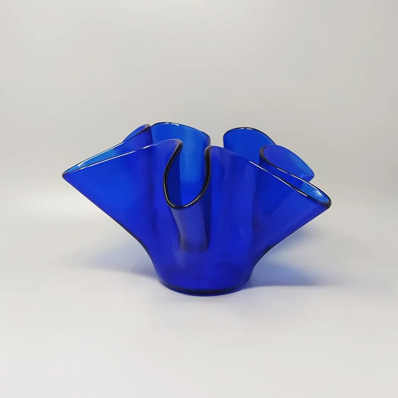 Blue vase Fazzoletto by Dogi in Murano glass, 1970s 2