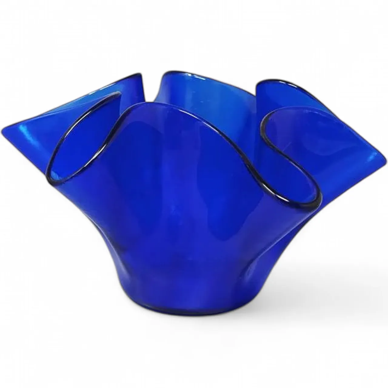 Blue vase Fazzoletto by Dogi in Murano glass, 1970s 9