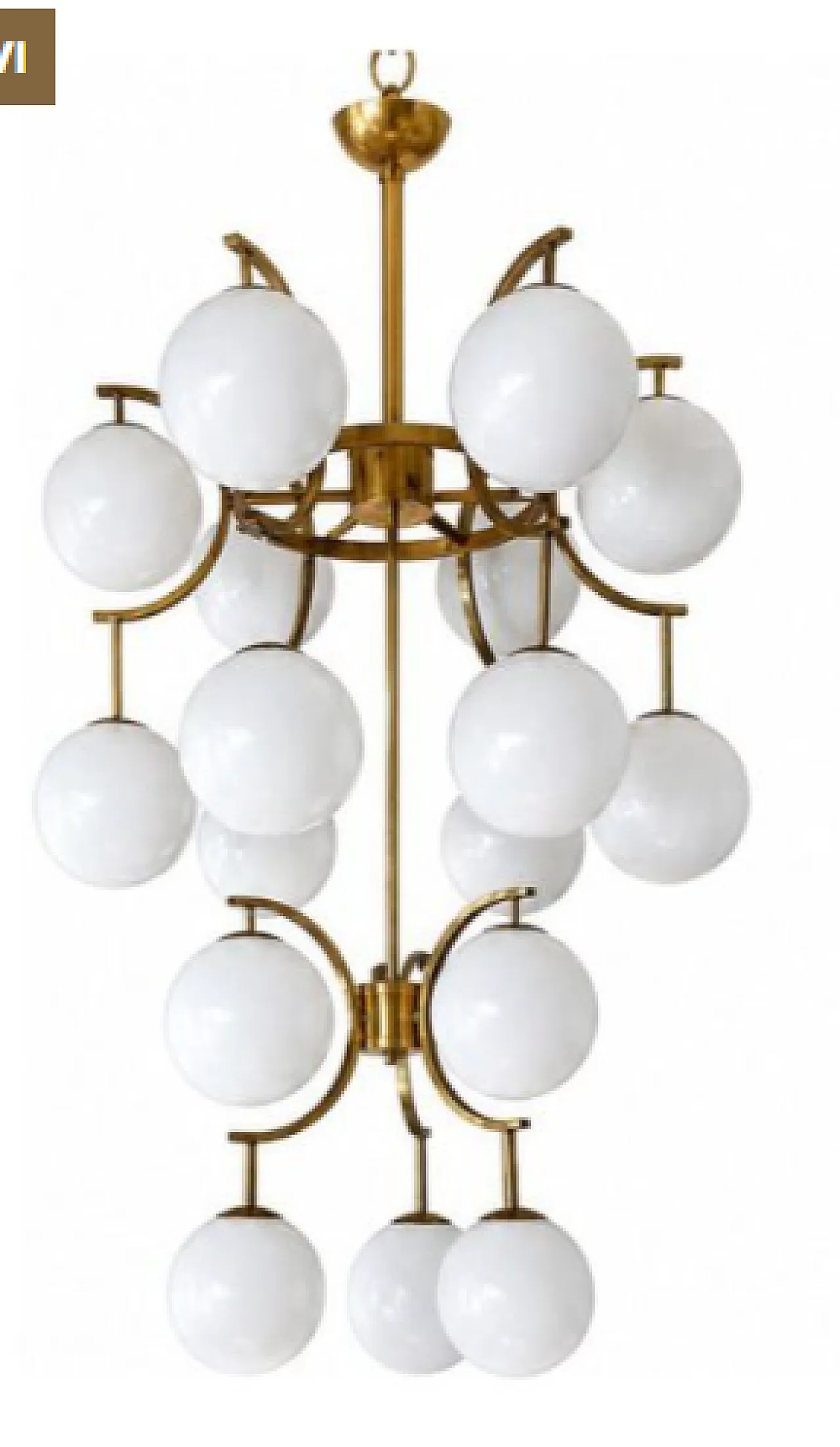 White glass ball chandelier, 20th century 1