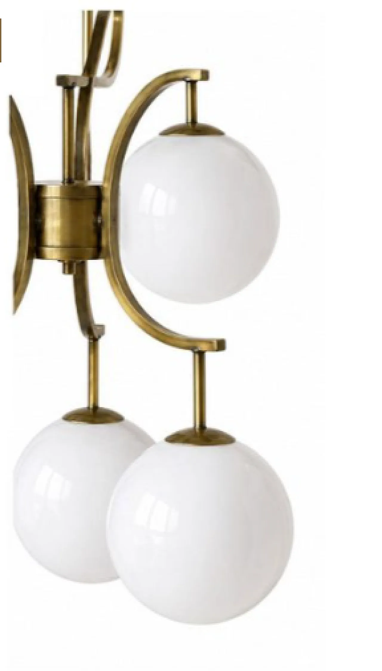 White glass ball chandelier, 20th century 4