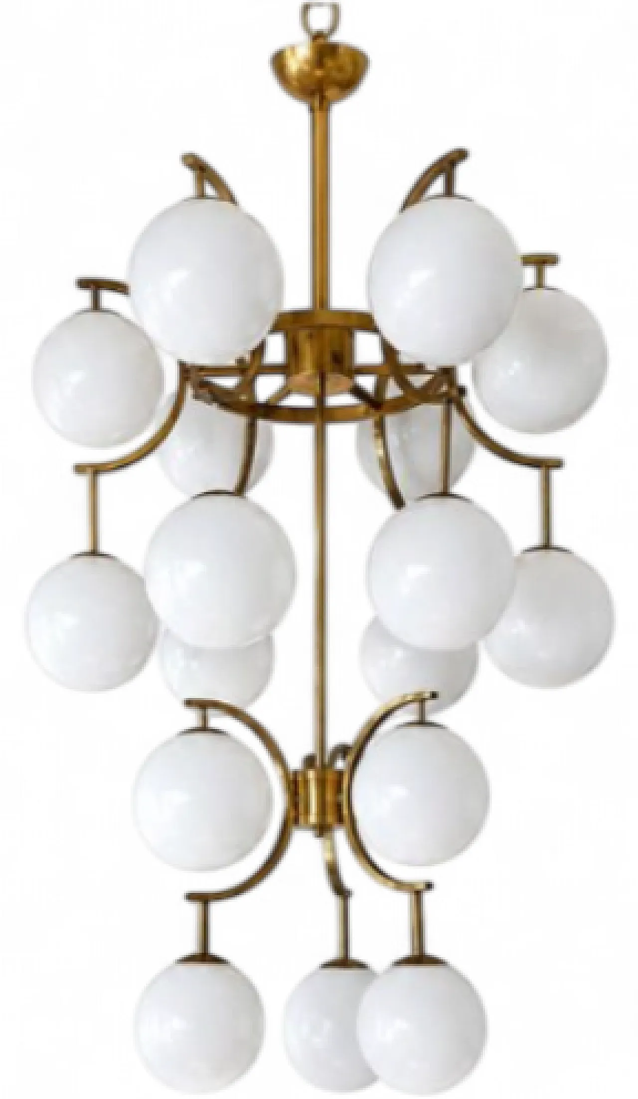 White glass ball chandelier, 20th century 5