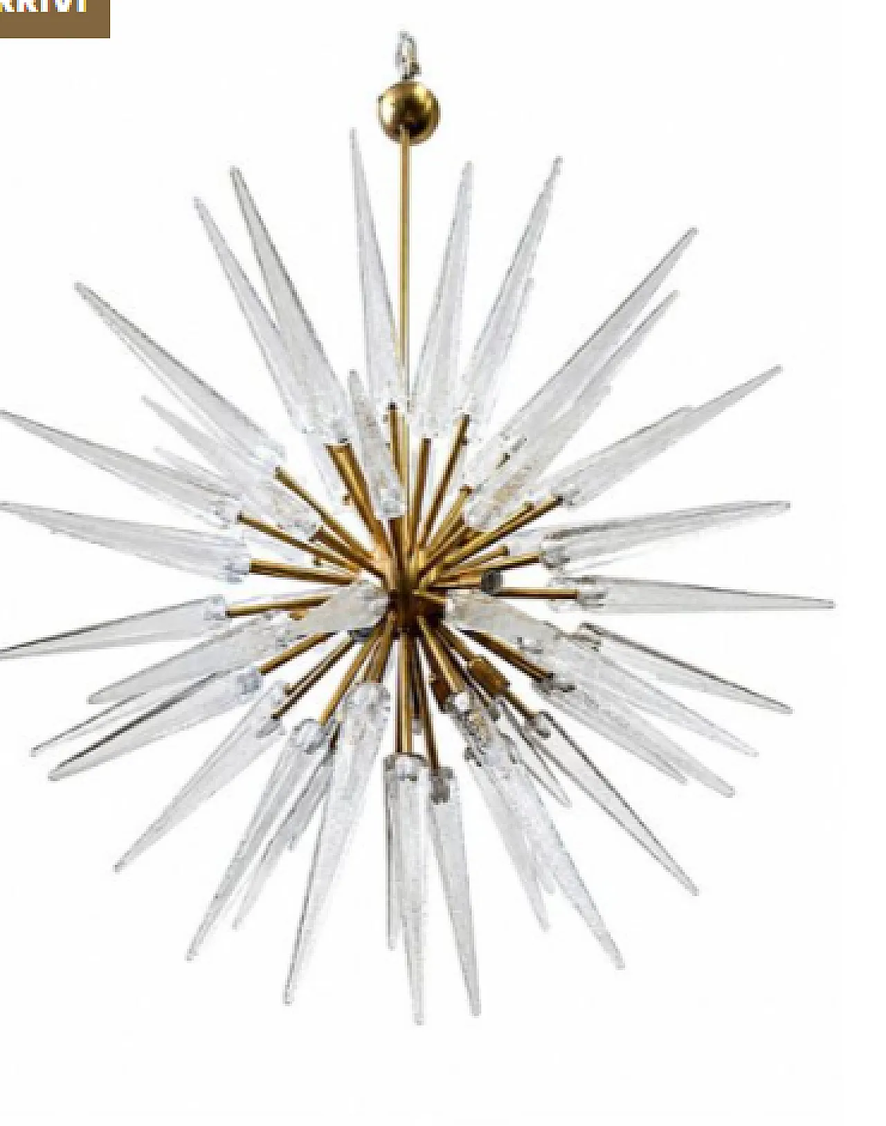 Sputnik brass and Murano glass chandelier, 20th century 1