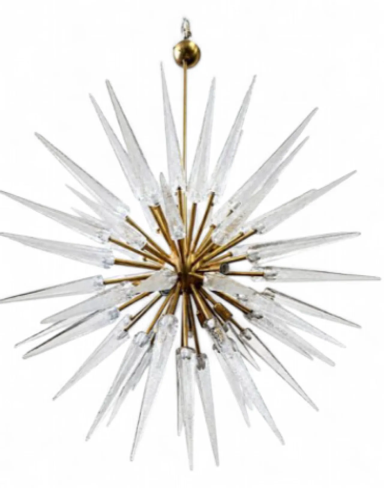 Sputnik brass and Murano glass chandelier, 20th century 6