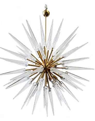 Sputnik brass and Murano glass chandelier, 20th century