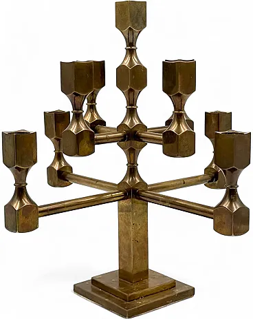 Sculptural brass candelabra, Lars Bergsten, Gusum, Sweden, 1992