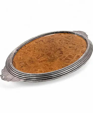 Art Deco style briar wood tray, France, 1930s