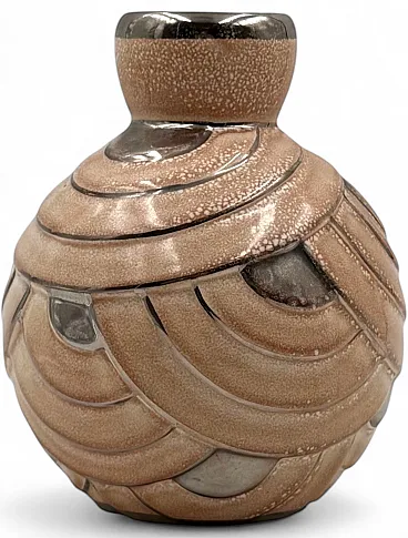 Art Deco style pink and silver ceramic vase, Italy, 1930s