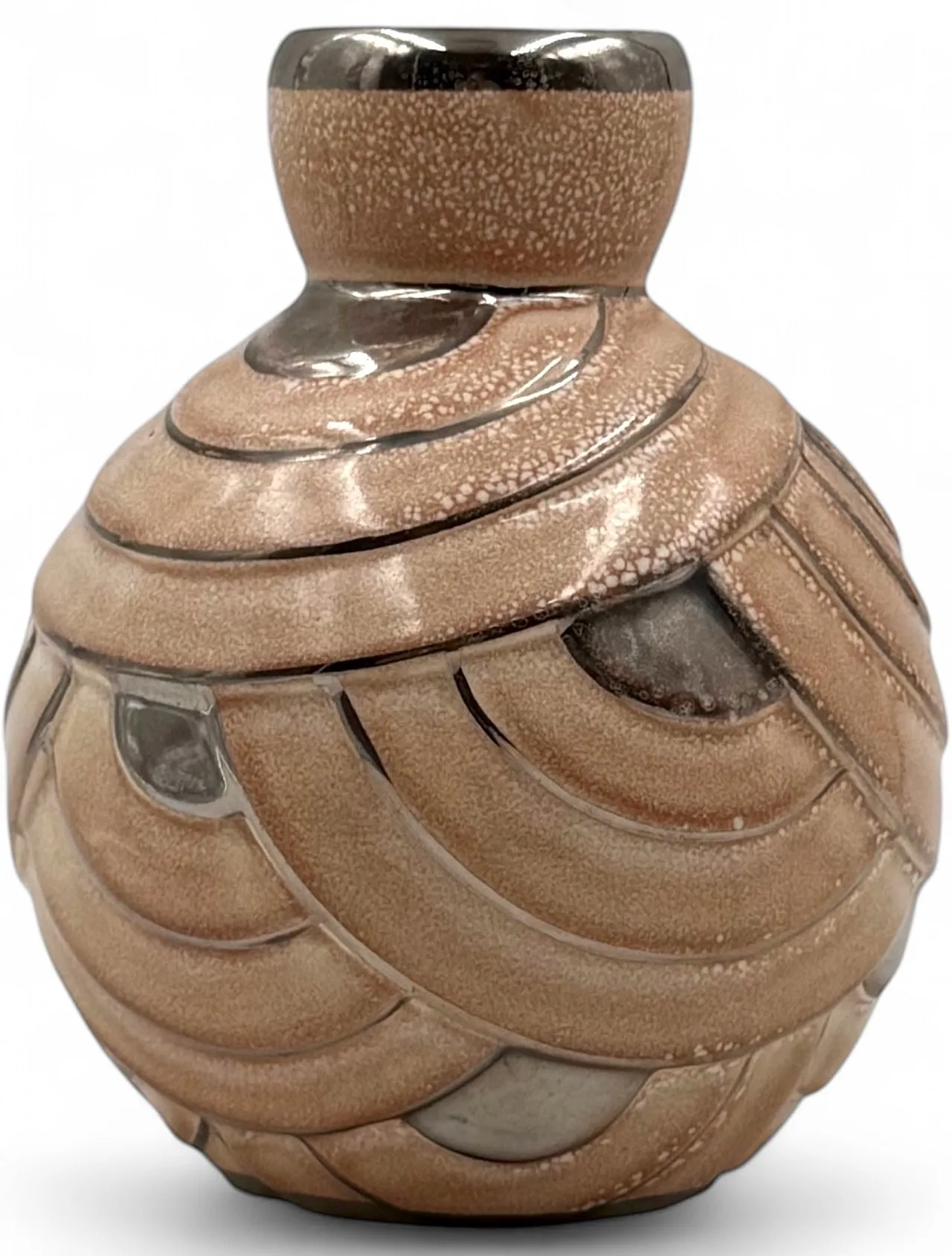 Art Deco style pink and silver ceramic vase, Italy, 1930s 14