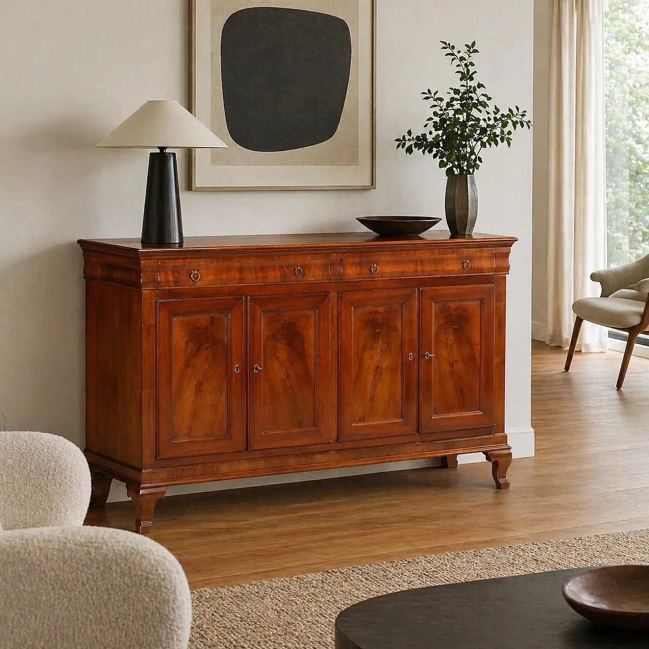 Credenza in noce e piuma di noce, '900 2
