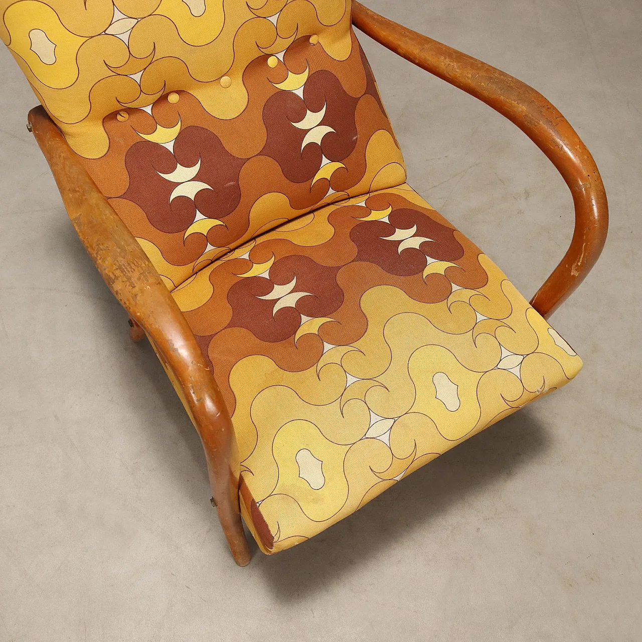 Armchair in wood and fabric, 1950s 8