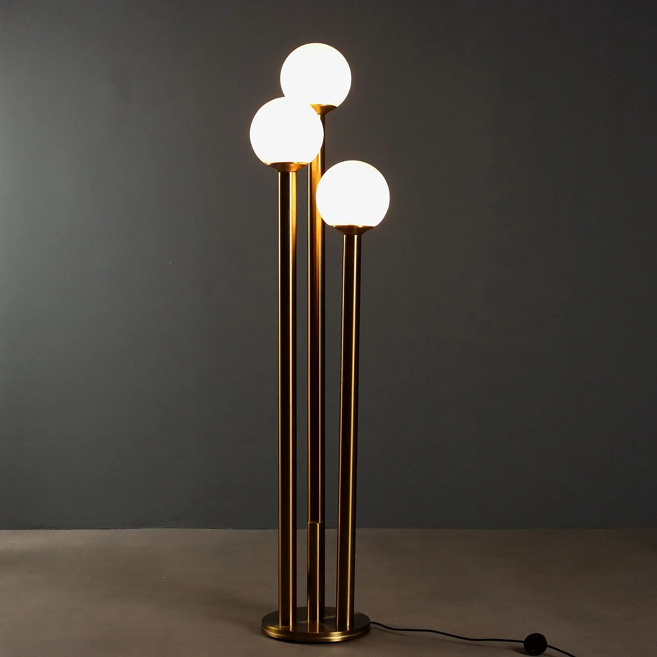 Lampada da terra in vetro e metallo, '900 1