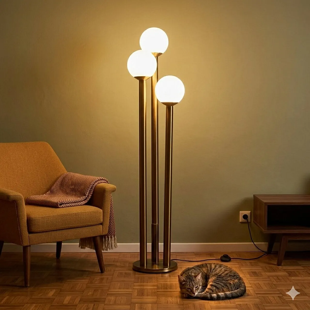 Lampada da terra in vetro e metallo, '900 2