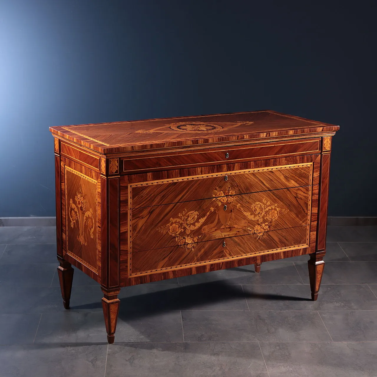 Coppia di cassettiere in legno con comodino, '800 2