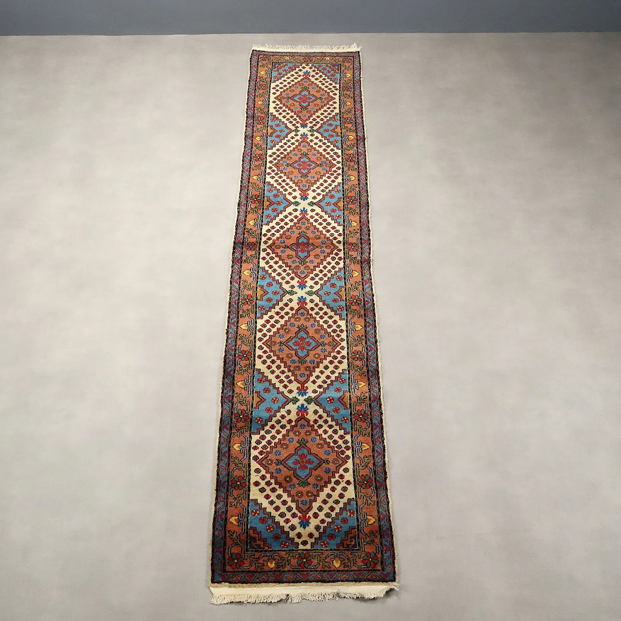 Tappeto Samarkanda in cotone e lana con nodo sottile, fine '900 3