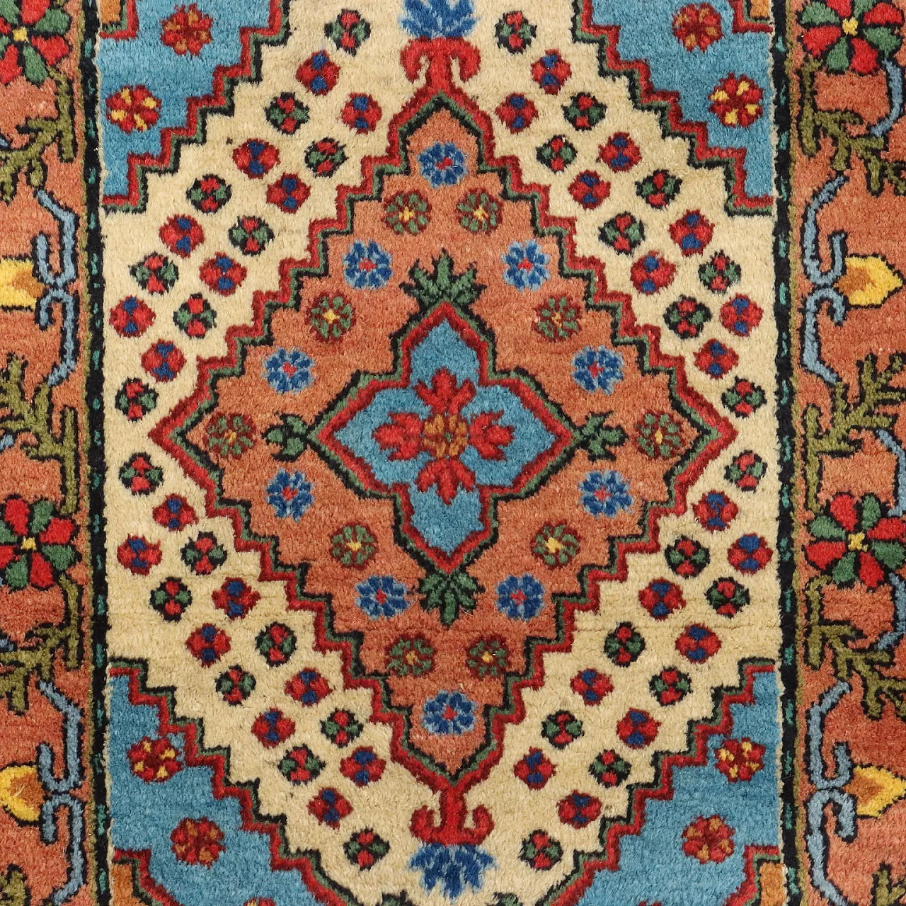 Tappeto Samarkanda in cotone e lana con nodo sottile, fine '900 4
