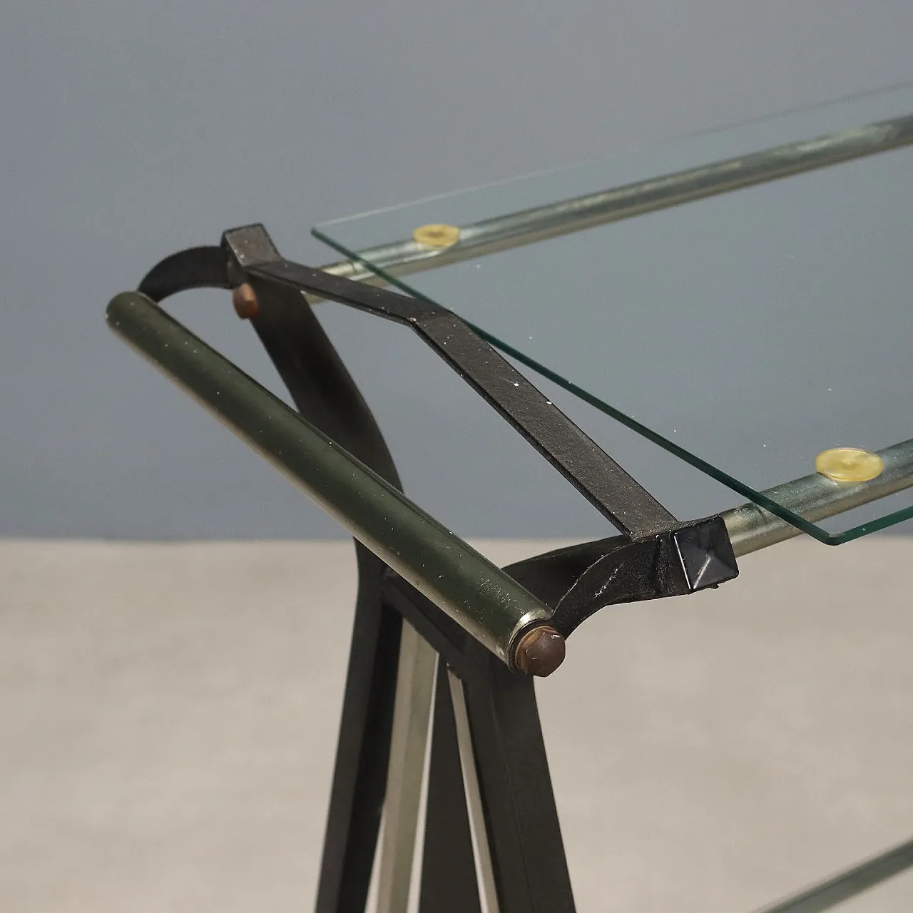 Trolley, enameled metal, glass, 20th century 3