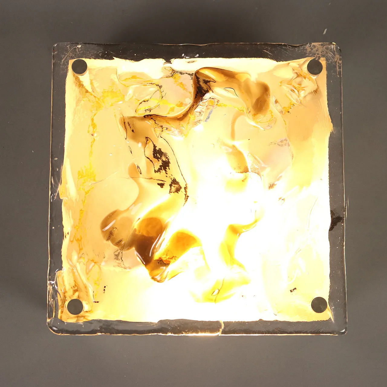 Blown glass and aluminium ceiling lamp, 1970s 3