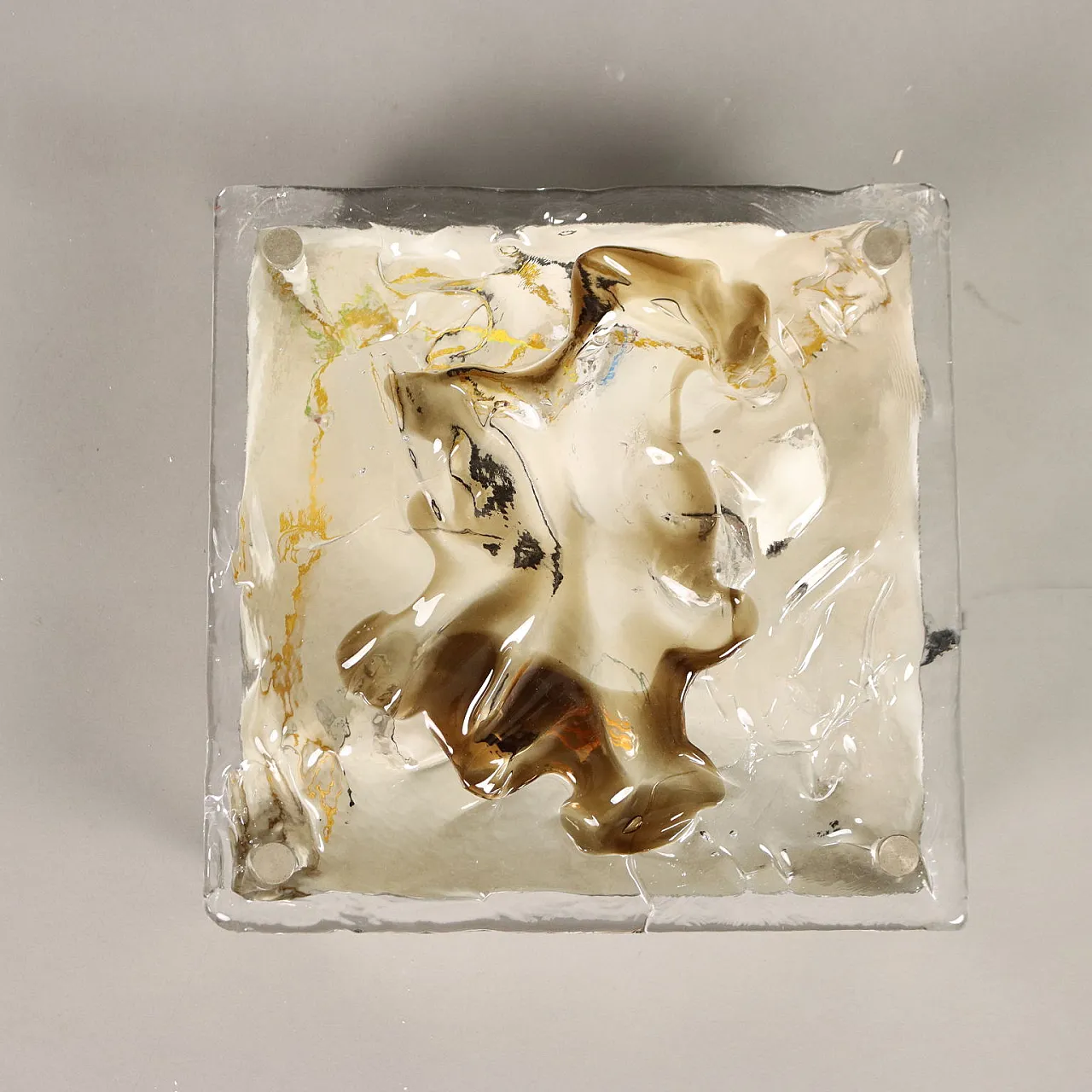 Blown glass and aluminium ceiling lamp, 1970s 5