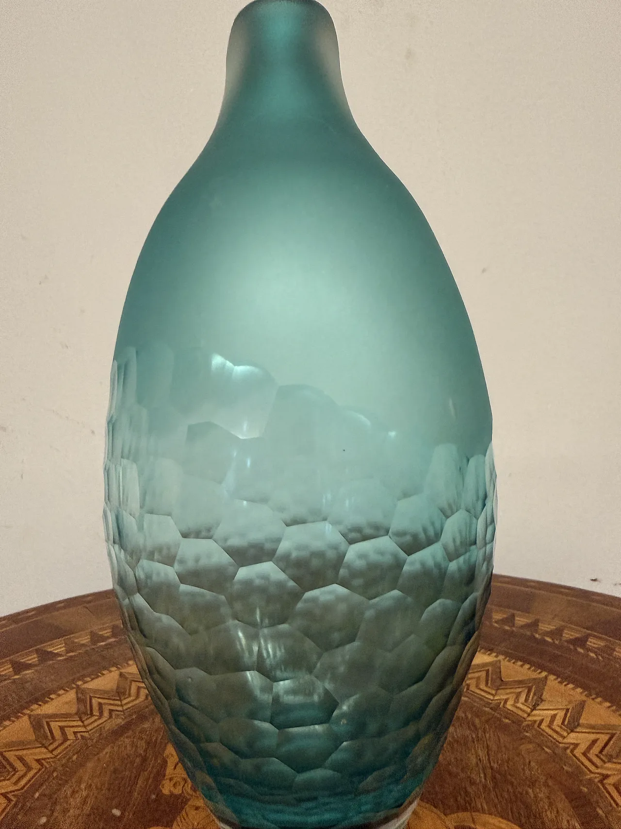Rosenthal vase in faceted green/blue glass, 1970s, 4