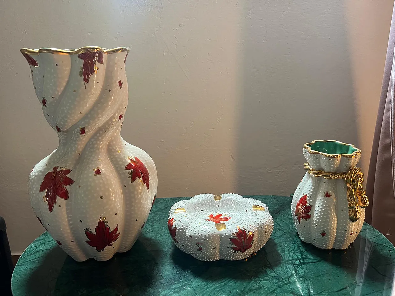 Tris by Deruta, 2 vases and ashtray, 1970s 1