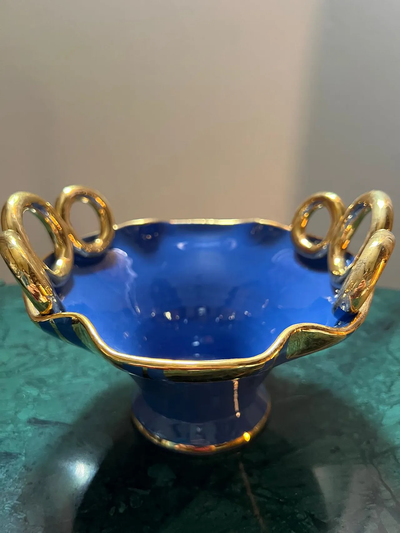 Italo Casini blue glazed ceramic vase, 1950s 1