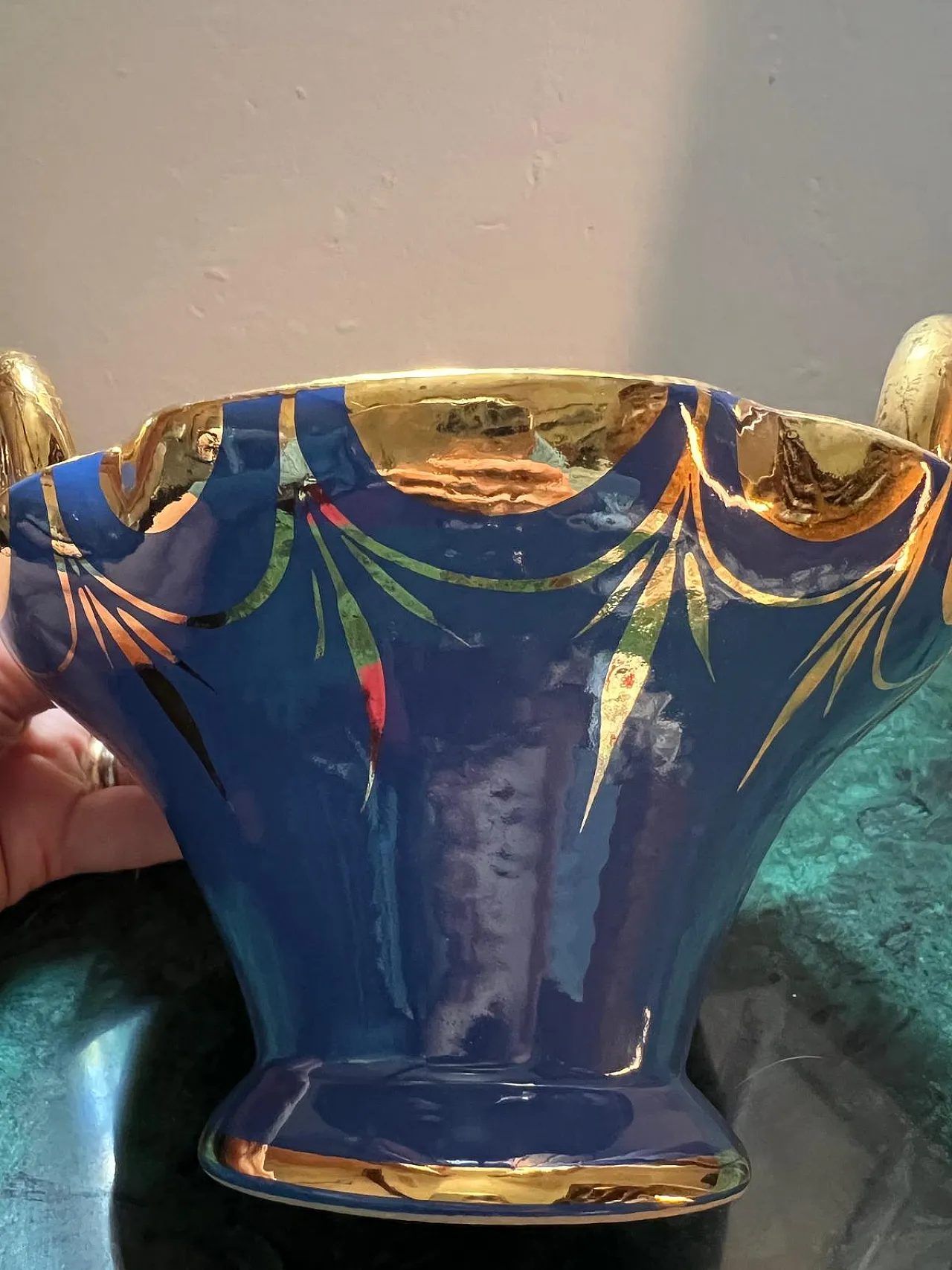 Italo Casini blue glazed ceramic vase, 1950s 4