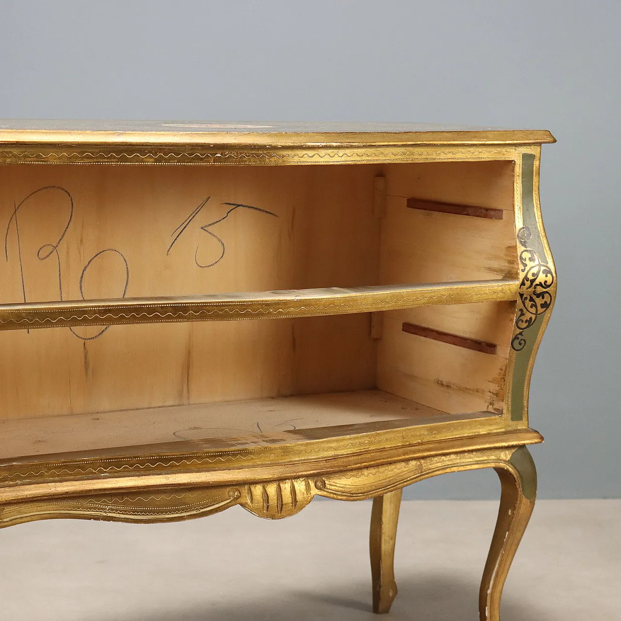 Cassettone in legno laccato e dipinto, '900 8