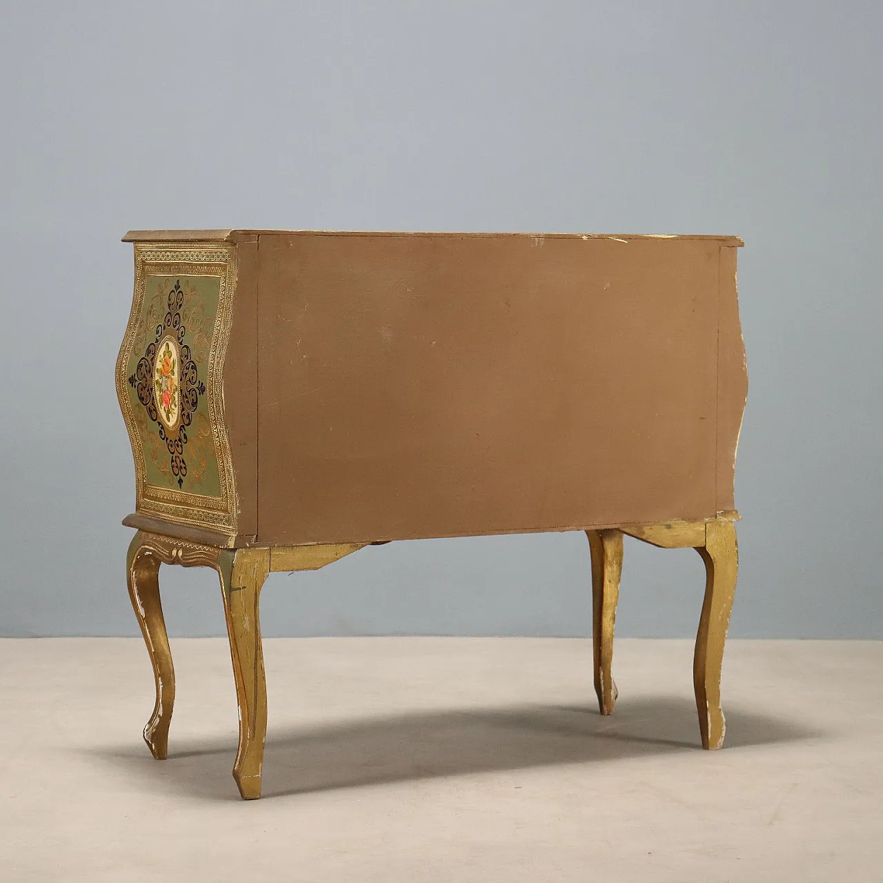 Cassettone in legno laccato e dipinto, '900 9