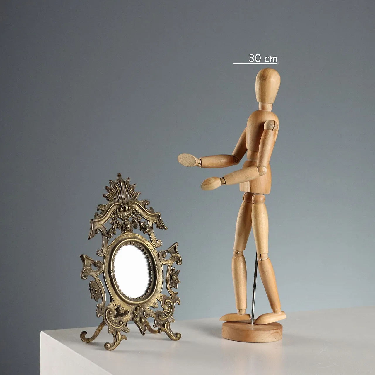 Specchio da tavolo in bronzo, '900 2