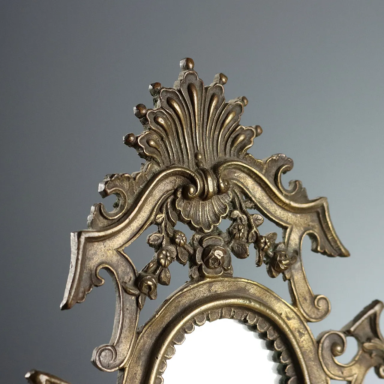Specchio da tavolo in bronzo, '900 3