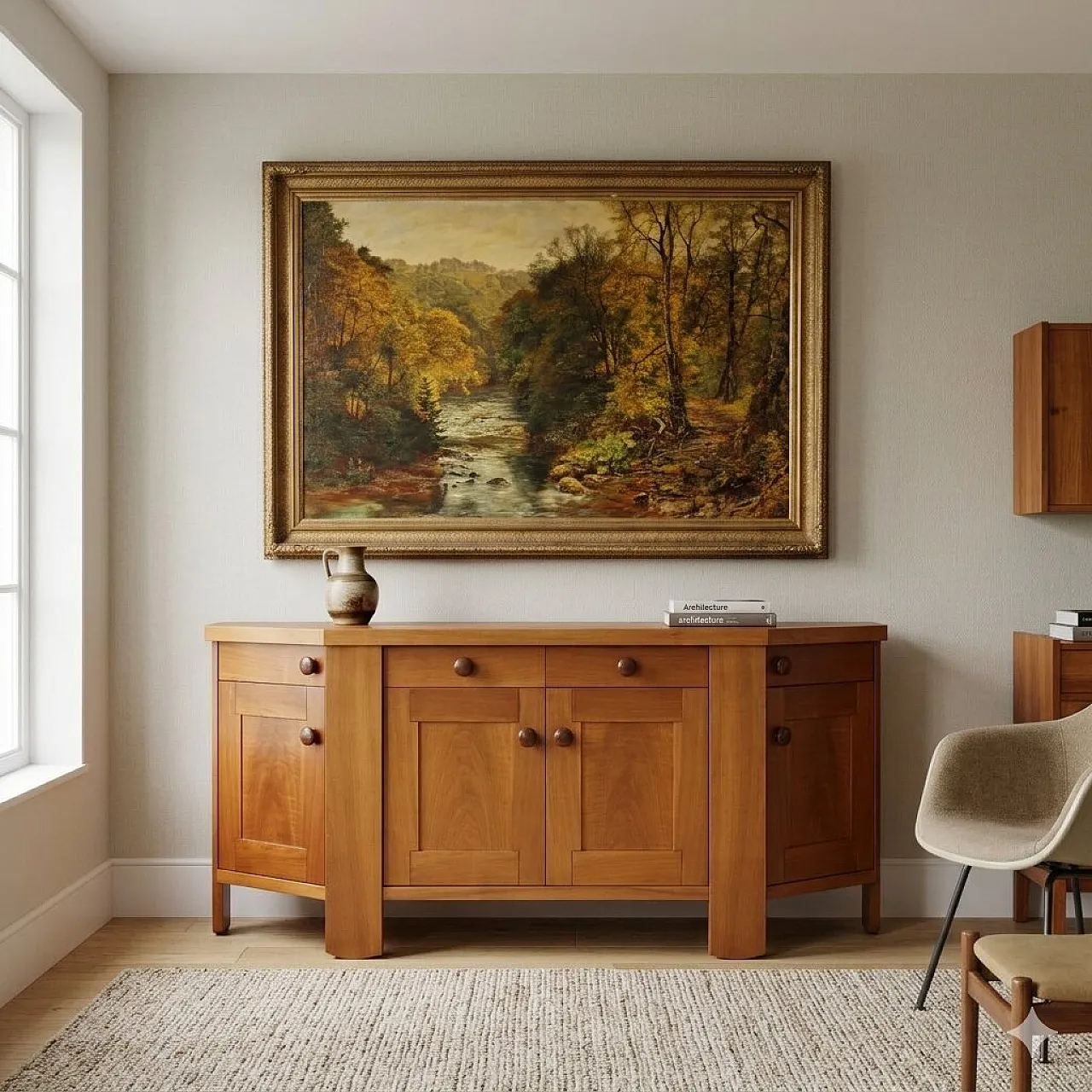 Walnut veneered sideboard with drawers, 20th century 2