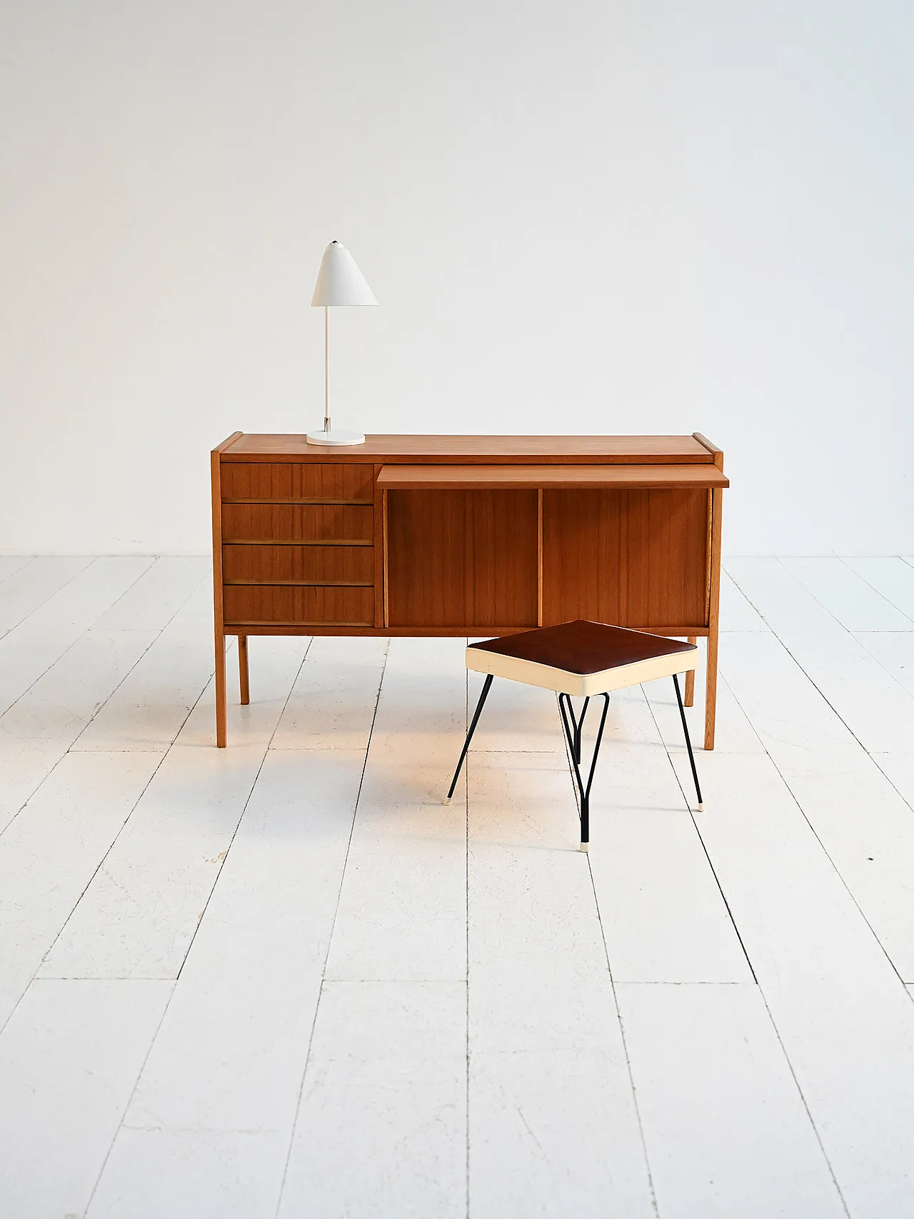 Scandinavian sideboard with retractable teak desk, 1960s 2