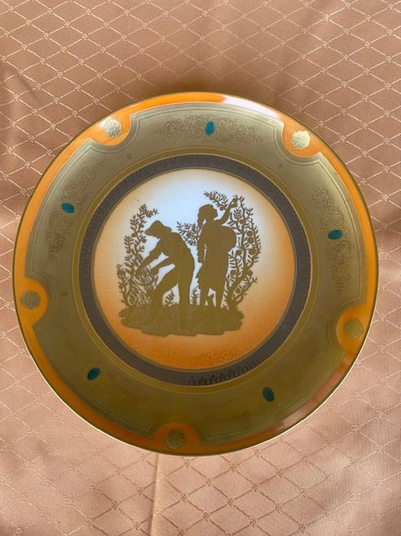 Morbelli 9 Piatti Decorativi Oreficeria su Porcellana in Oro, 1970s 9
