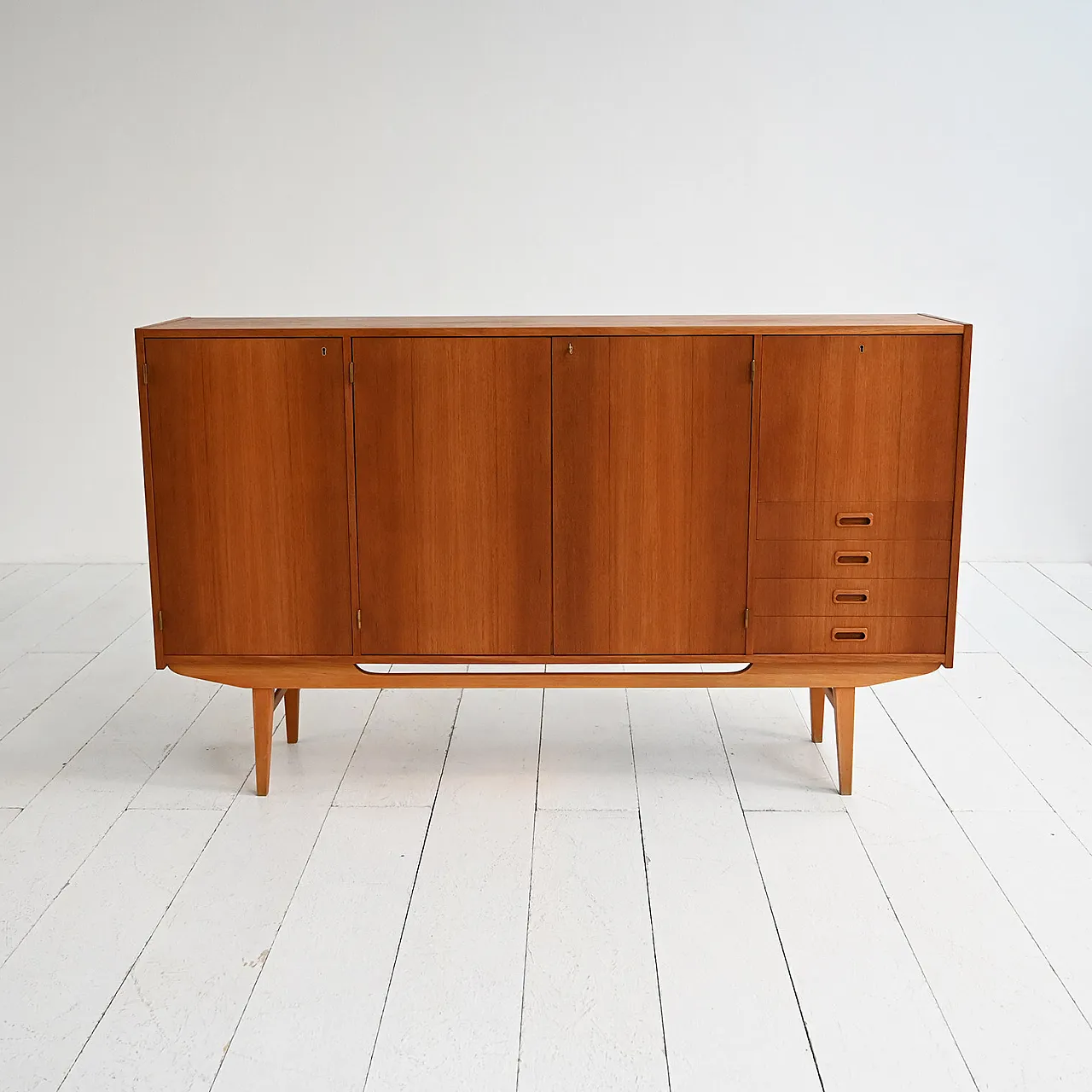 Scandinavian teak highboard, 1960s 1