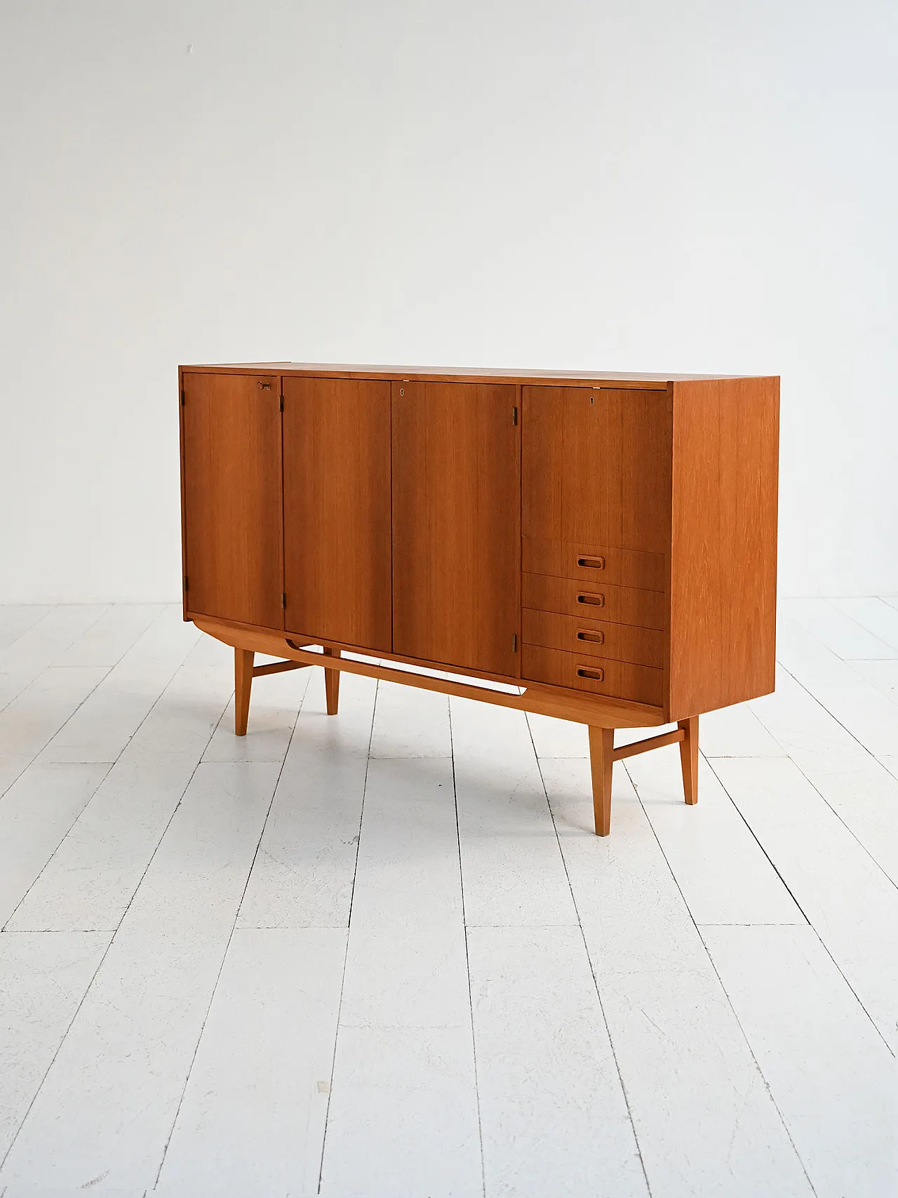 Scandinavian teak highboard, 1960s 4