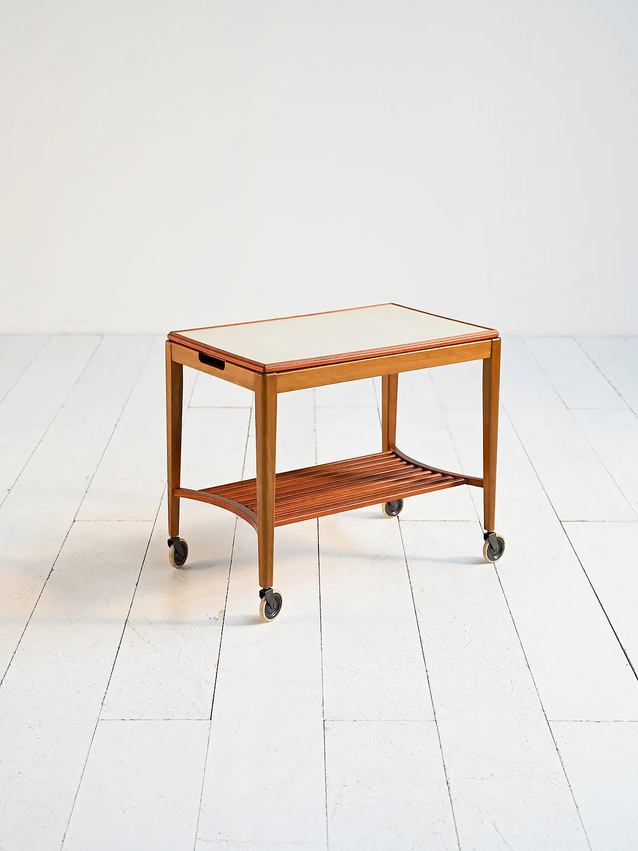 Scandinavian teak and birch serving trolley, 1960s 1