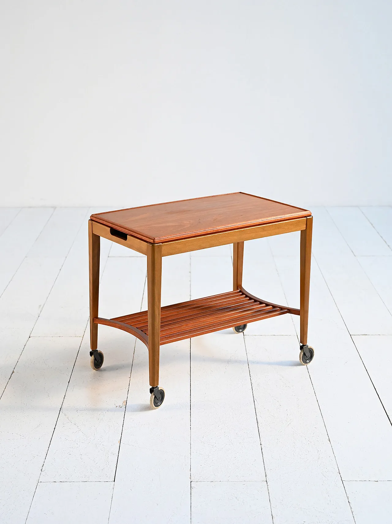Scandinavian teak and birch serving trolley, 1960s 2
