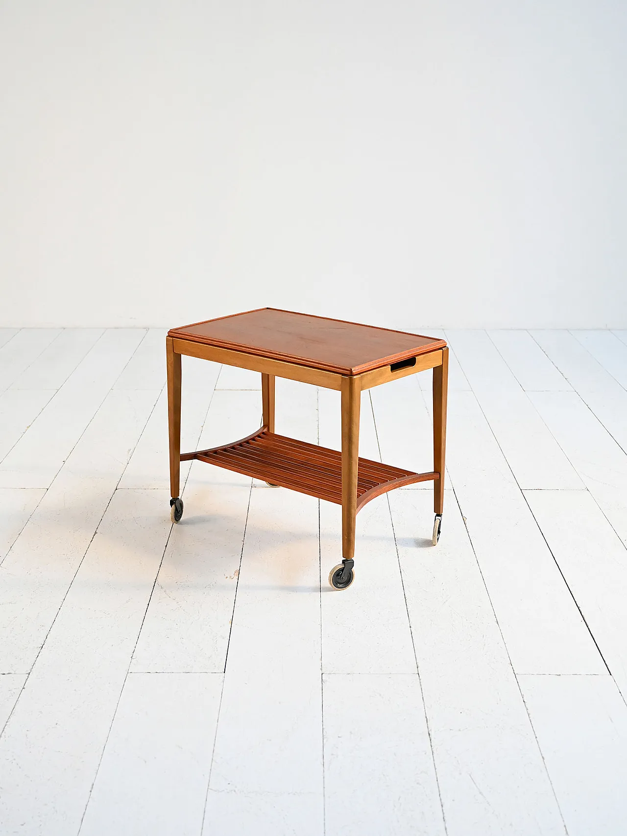 Scandinavian teak and birch serving trolley, 1960s 4