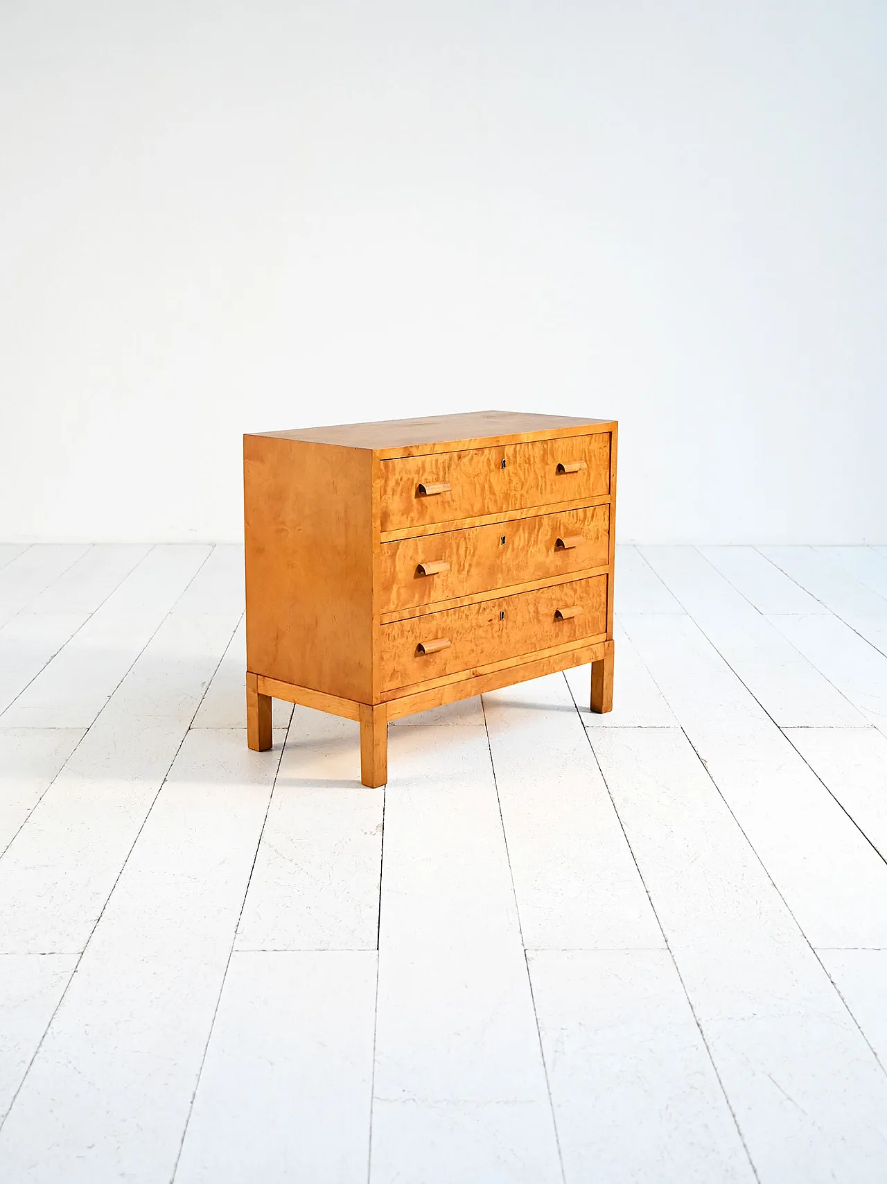 Cassettiera déco in betulla fiammata, anni ’30 4