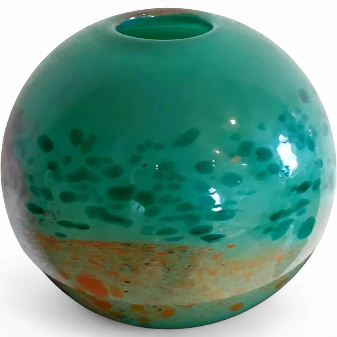 Spherical Vase in Mottled Murano Glass, 1960s 9