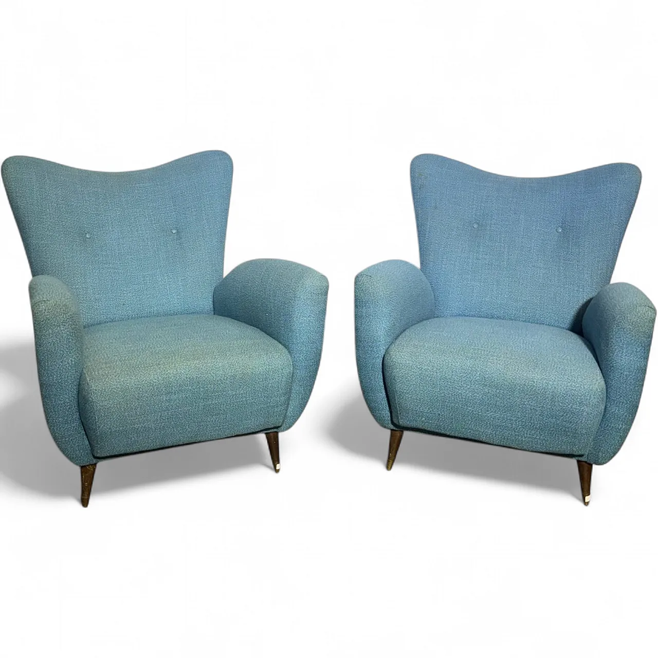 Pair of mid century blue armchairs by Isa Bergamo, 1950s 18
