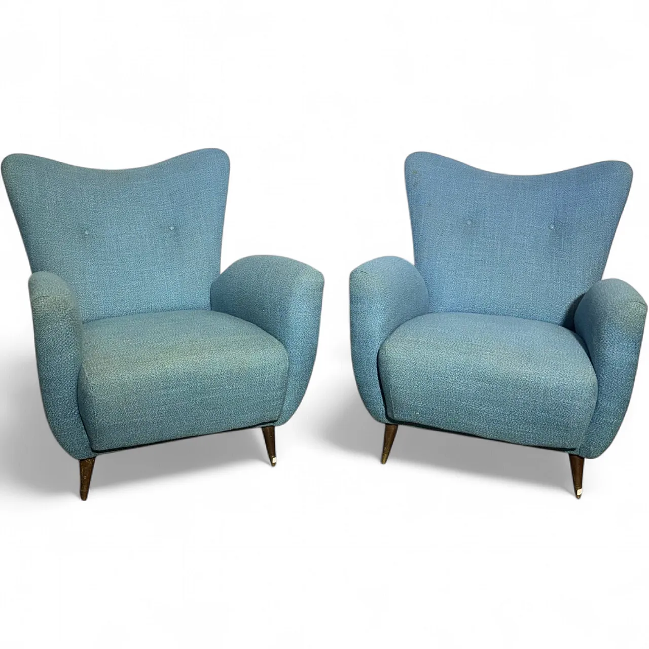 Pair of mid century blue armchairs by Isa Bergamo, 1950s 19