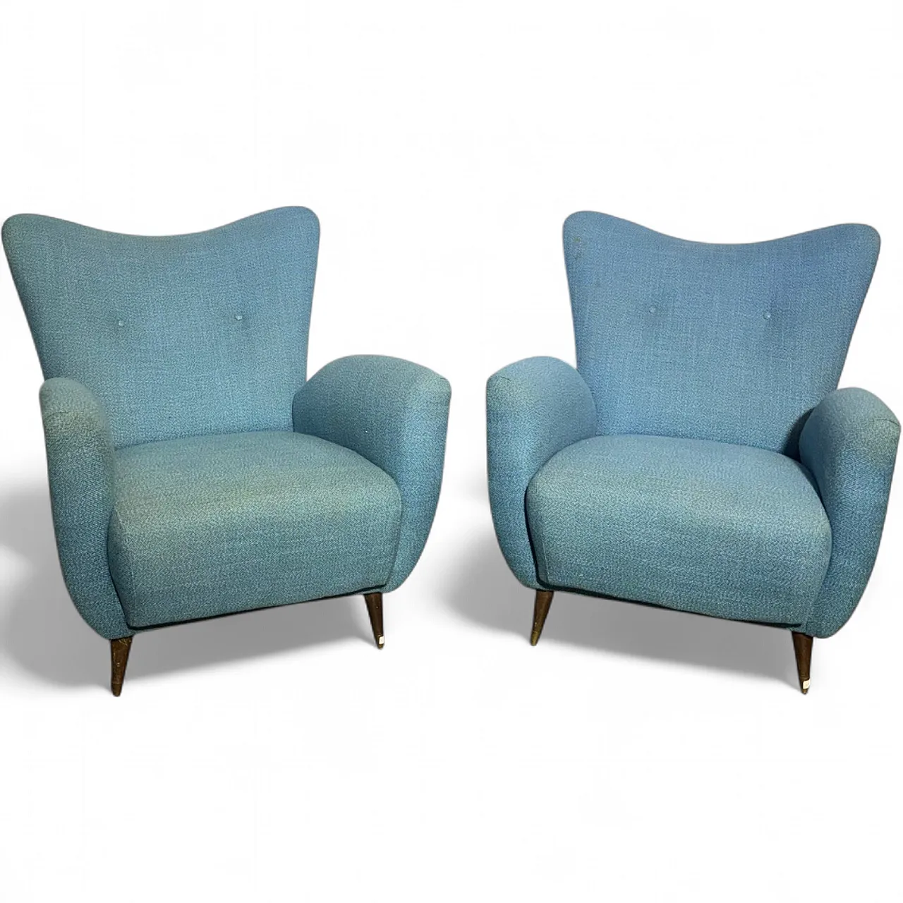 Pair of mid century blue armchairs by Isa Bergamo, 1950s 20