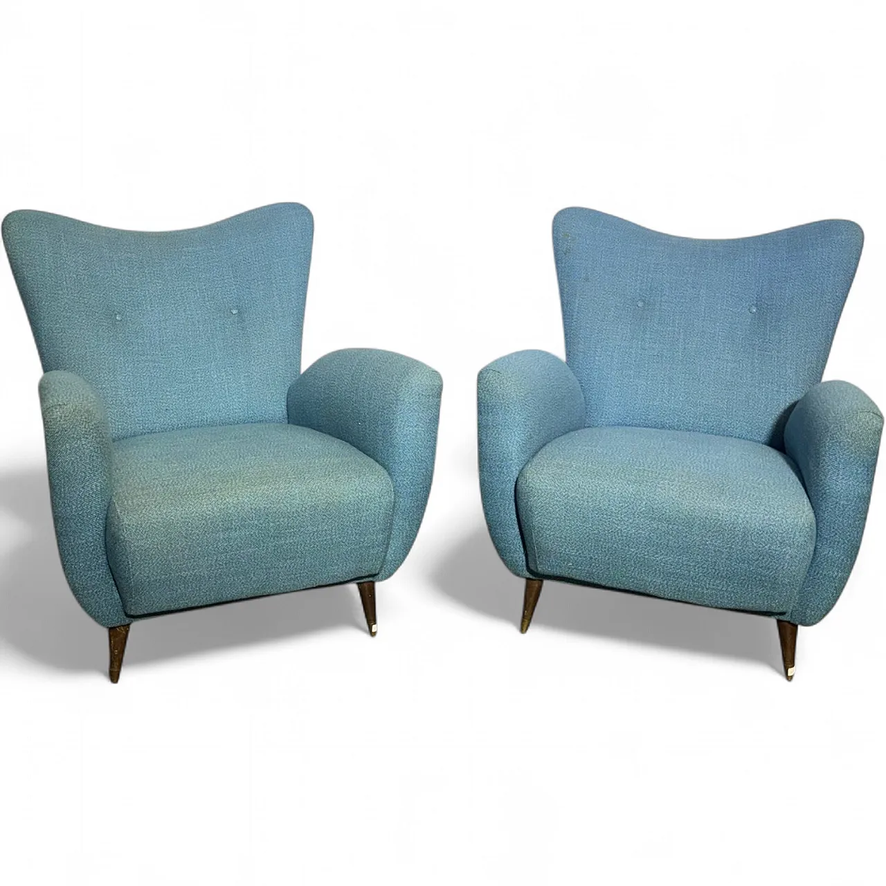 Pair of mid century blue armchairs by Isa Bergamo, 1950s 21