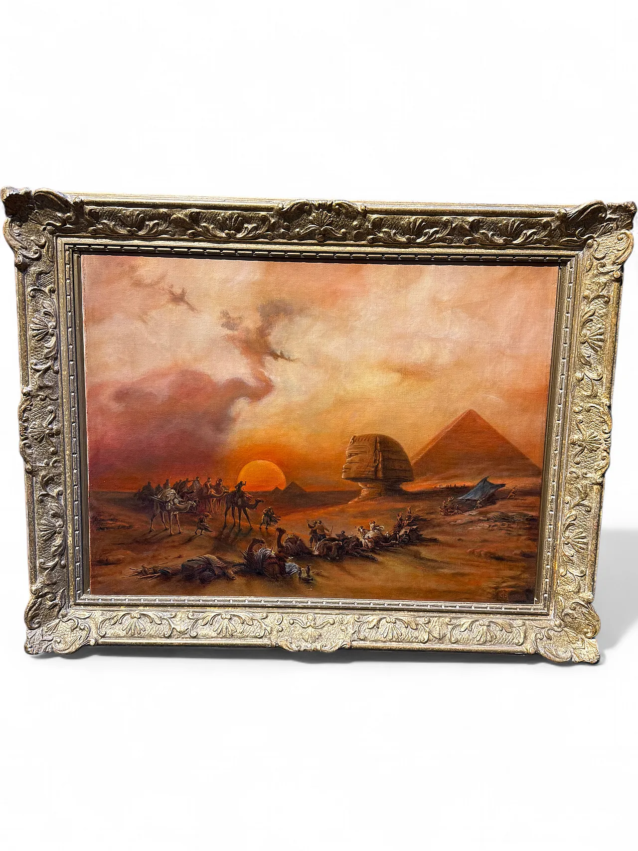 Oil painting on canvas Pyramids and characters orientalist landscape 12