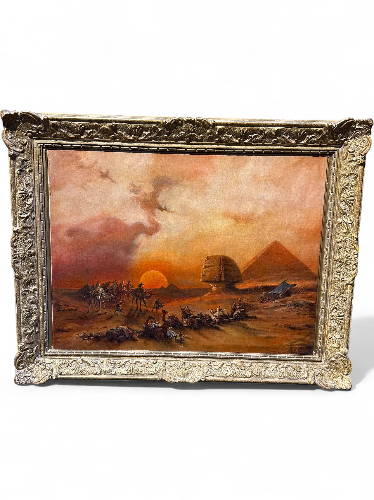 Oil painting on canvas Pyramids and characters orientalist landscape 13